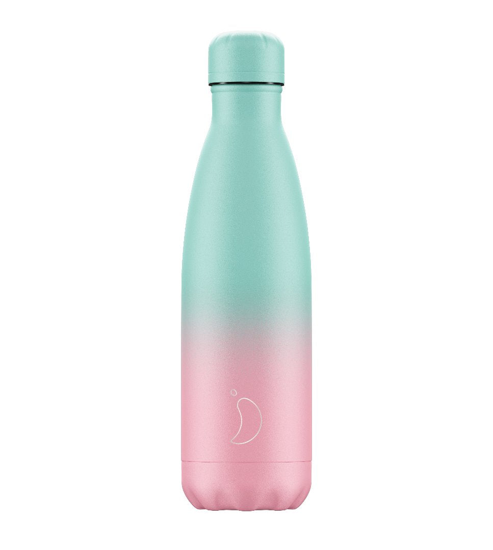 Botella Chilly´s 500 ml - Gradient Pastel Menta y Rosa – Besos y Rabietas