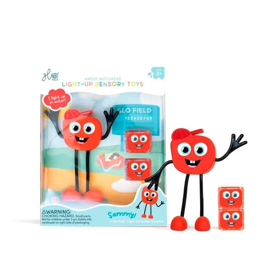 GloPals. Set personaje Sammy y 2 cubos rojos con luz.