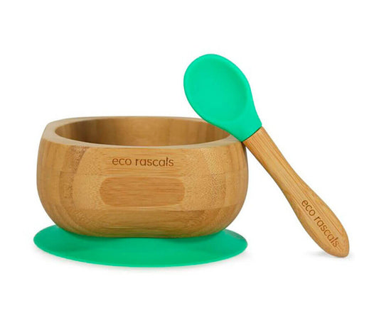 Bol Bamboo con cuchara Verde Eco Rascals